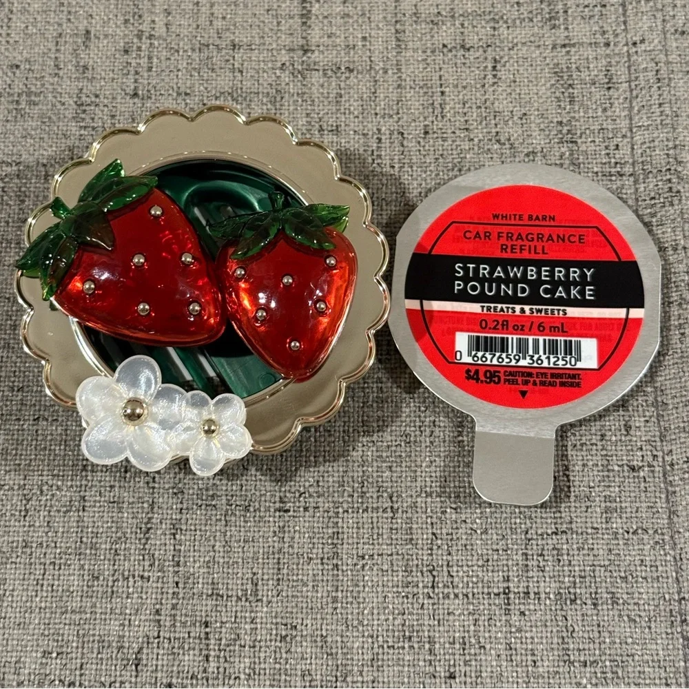 Bath & Body Works Strawberry Car Fragrance Holder With Refill NWT - Picture 3 of 4